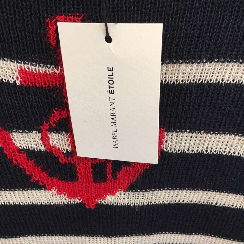 NWT Isabel Marant Etoile Earl anchor embroidered striped knit sweater dress - Picture 7 of 11